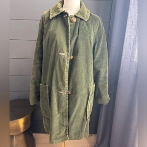 Vintage Olive Green Corduroy Utility Jacket Brass Buttons Retro Chic Earthy